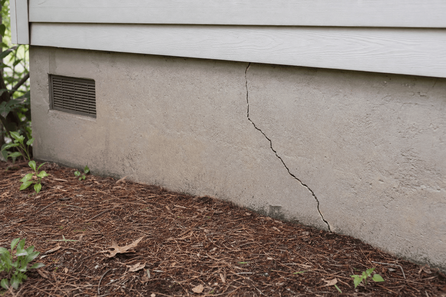 Foundation wall crack in a residential home