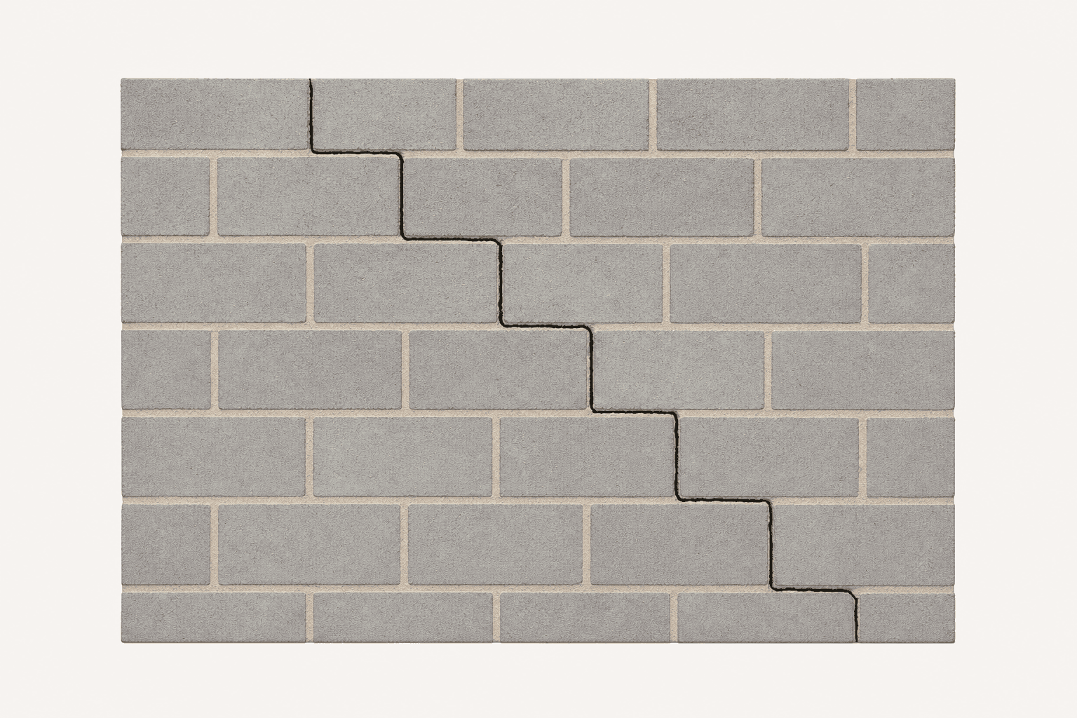 Illustration of a stair-step crack pattern through masonry mortar joints